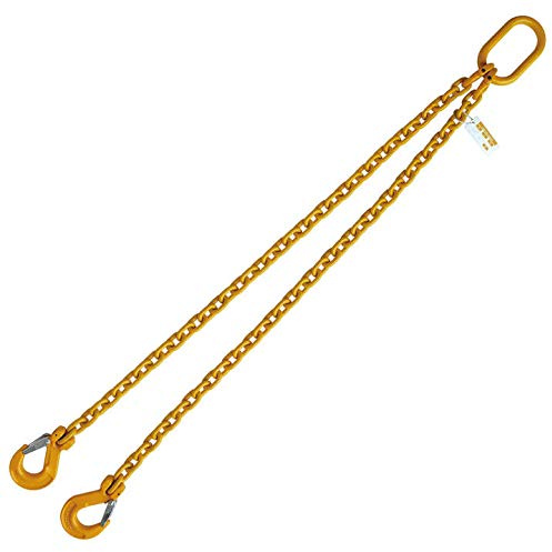 Grade 80 5/16X12' Chain Sling Double Leg with Sling Hooks 7800 LBS Capacity