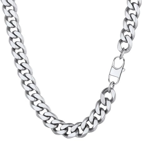 PROSTEEL Robust kubanskt kedjehalsband, 3/6/9/12 mm, 14 tum, 18 tum, 20 tum, 22 tum, 24 tum, 26 tum, 26 tum, 71 cm längd, guldpläterad/316L rostfritt stål/svart (fraktlåda)