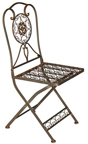 DanDiBo Gartenstuhl Metall Vintage Metallstuhl Stuhl Garten Tecla 17921 Eisen Nostalgie Eisenstuhl Braun Antik