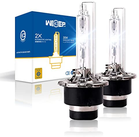 wideep D2S Xenon HID Headlight Bulbs, 6000K 35W 85V, Replacement Bulb for High Low Beam Lights, 2 Pcs