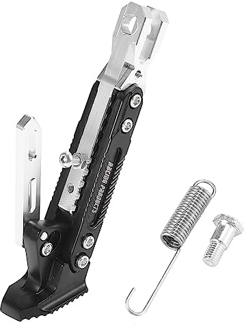 Motoforti Béquille latérale réglable pour moto - En alliage d'aluminium CNC - Noir et argenté