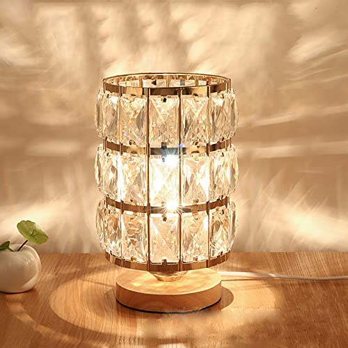 Lámpara de mesa de cristal moderna, Elegante Lámpara Decorativa de Mesita de noche, Lámpara de escritorio con interruptor de encendido / apagado en línea para dormitorio, sala de estar (B)
