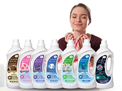 SUPER WASH - Detersivo Lavatrice Igienizzante Dermocompatibile pH neutro Ipoallergenico Per Bucato 25 Lavaggi x 7 Profumazioni - 7000 ml (Felce azzurra)