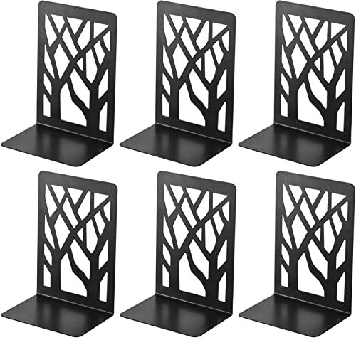 3 Paar Buchstützen, Buchstütze aus Metall Bücher Halter Regal, Bookends Buchstopper, Buchhalterung Buch Halter Unsichtbares Bücherregal für Bücherregal, Küche, Büro, Schule, Bibliothek, Schwarz