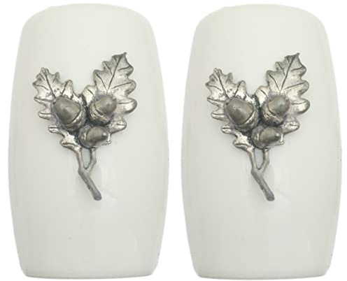 Oak Leaf China Salt and Pepper Shakers Cruet Set Modern White CSP 247