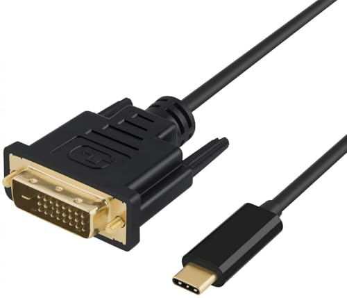 DLH - MOBILE ACCESSORIES USB-C Male to DVI Male Cable - Length 1.8M - Black - Gold Plate