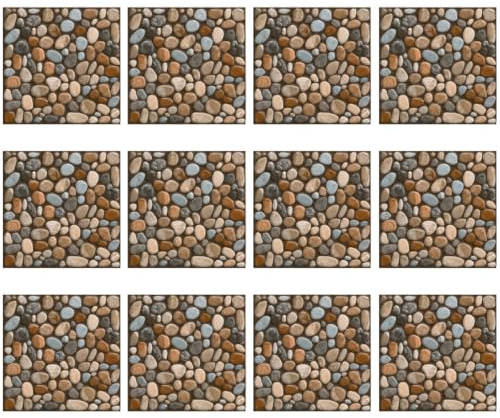 Cabilock 20pcs Rectangular Tile Stickers, Retro Cobblestone PVC Self Adhesive Floor Decal, Waterproof and Easy to Apply for Home Decoration