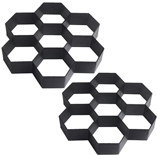 2 Packs Concrete Slab Moulds Walk Path Maker Mold Pavement Irregular Driveway Brick Patio Concrete Slab Path Walk Maker Frame DIY Driveway Garden Pavement Mould (Black 30 * 30cm)