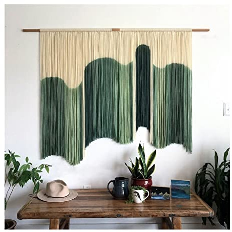 Macrame Da Parete Arazzo artigianale con nappe irregolari intrecciate a mano, tappeti da parete tinti in modo creativo e minimalista, pendenti decorativi da appendere alla parete (Size : 70x70cm/27.6