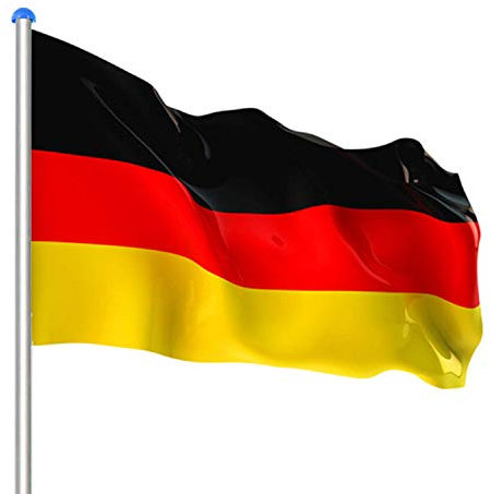 Joparri Aluminium-Fahnenmast, teleskopischer Allwetter-Fahnenmast, inkl. 150 * 90 cm Deutschlandfahne und Bodenhülse, 11m Hissleine, höhenverstellbarer Mast für Garten und Sportveranstaltungen.