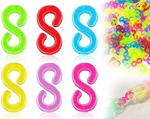 KAPSING 500 Stück S Clips Bunt Loom Bänder Zubehör, Verschlüsse Clips, Plastik Gummibänder Clips, DIY Rubber Band Schmuck Zubehör Für Armbänder Häkelnadeln