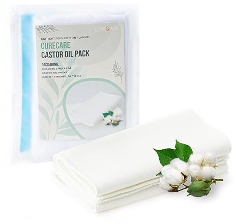 CURECARE 2PCS Cotton Flannel for Castor Oil Pack, Rizinusöl Packung wiederverwendbar & hochabsorbierend, Castor Oil Pack Wrap erzeugt eine beruhigende Wärmekompresse für Leber, Bauch, Gelenke