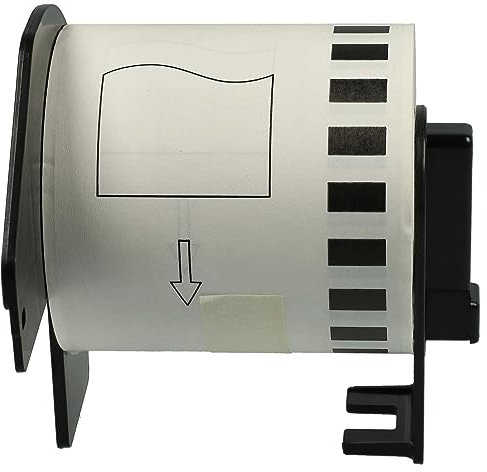vhbw Etiketten-Rolle mit Halter 62mm x 15,24m kompatibel mit Brother P-Touch QL 580 N, QL 580 Etiketten-Drucker - Selbstklebend