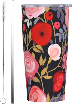 Vasos personalizados, tazas de acero inoxidable personalizadas de 20 onzas, taza de café de viaje aislada con tapa y botella de agua con pajita, regalo personalizado para familiares y amigos, pintura