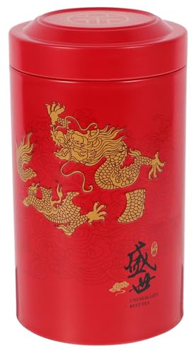 ABOOFAN Red Iron Tea Canister Storage Jar for Loose Tea, Sealed Box | Suitable for One Tea Can, Living Room and Kitchen Use, Multi-functional Design, Fresh-keeping Storage