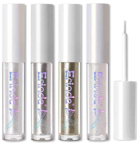 Erinde Flüssiger Glitzer-Eyeliner, metallisch schimmernder Glitzer-Lidschatten-Liner, hochpigmentierte farbige Eyeliner-Aufkleber, wasserfest, langlebig für Frauen
