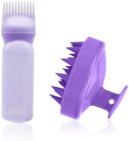 YeaHapiday Applicatore Olio Capelli e Massaggiatore Cuoio Capelluto per una Esperienza Unica di Hair Oiling e Cura del Cuoio Capelluto，spazzola cuoio capelluto (viola)