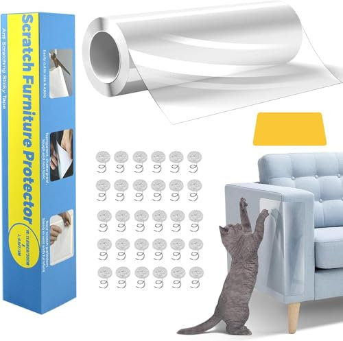 Kratzschutz Katze Tape 30CM*5M, Katzen Kratzschutz Sofa Transparent, Kratzfolie Katzen Selbstklebend, Kratzschutzfolie,Möbelschoner Katze Möbelschutz Kratzpads für Möbel Couch Tür Möbel Sofa