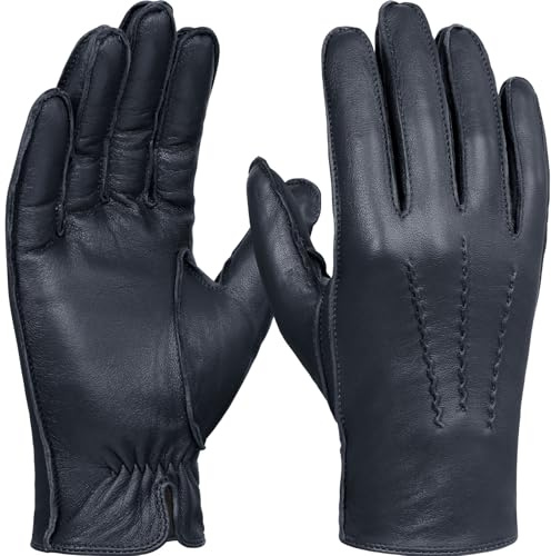 GSG SINCE 1998 Gefütterte Herren Lederhandschuhe aus Lammleder | Winterwarm mit Wollmix-Futter; chromfrei gegerbt, weich und griffig, Touchscreen-kompatibel für Auto, Business und Alltag