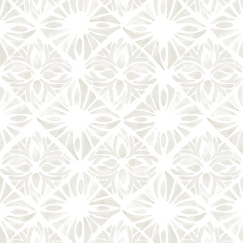 Yomshi Papel de contacto geométrico autoadhesivo de 44 cm x 10 m, papel tapiz blanco y marrón para dormitorio y baño, estilo minimalista moderno