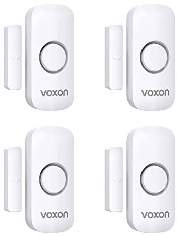 VOXON Sensore di Allarme per Porte e Finestre, 100 dB Sirena Allarme Casa Senza Fili, Sistema Antifurto Magnetico Wireless, Allarme Porta Ingresso Adatto per Casa, Negozio, Ufficio, Garage (4 pezzi)