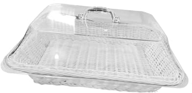 XLWLLNJ Cestino Pane Artigianale con Coperchio Portapane in Vimini Naturale per Sala Da Pranzo, bianco, 40x30x15 cm
