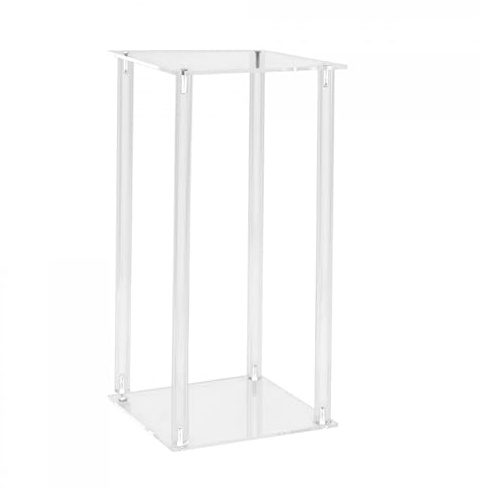 Qianly Supporto per Fiori in Acrilico, Supporto per Colonna a Colonna per Vaso di Fiori in Acrilico Trasparente, Supporto piedistallo Trasparente per Festa, Piazza, 25x25x40 cm