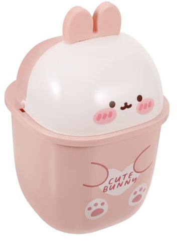 MUSISALY Mini Tischabfalleimer Bunny Form Mit Deckel Kompakter Desktop Mülleimer Für Büro Schlafzimmer Dormitory Robust Geruchsdicht Vielseitig Als Aufbewahrungsbox Nutzbar Farblich Passend