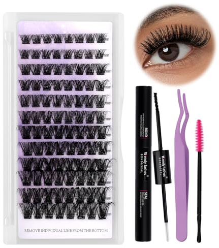 WENDY LASHES DIY Wimpern Extensions Set Style C9 8–16mm Mixed D Curl | Wimpernverlängerung zu Hause Lash Bond and Seal, Wimpern Pinzette Und Applikatoren, Wimpernbüschel für Anfänger