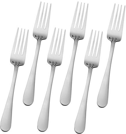 H HANSEL HOME 6 Tenedores de Mesa de Acero Inoxidable 18/0 - Tenedores Elegantes, Lavables en Lavavajillas, 20x2,5cm, Acabado Pulido
