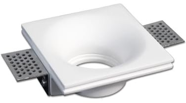 damastoreitalia Portafaretto da incasso quadrato in gesso a scomparsa, compatibile con faretti GU10, senza vetro, foro incasso Ø105mm, design moderno per cartongesso (1)