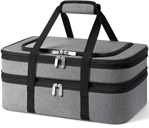 MIAOJIE Insulated Casserole Carrier Fits 9x13 Baking Dishes,Lunch Bag-Grey