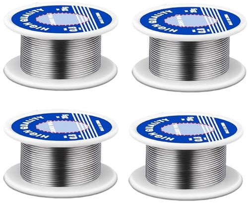 4 Rolls Solder, Solder Wire with Flux, 60/40 Solders, 0.8mm Diameter Leaded Solders, 20g per Roll Soldering Wire, Deal for Electronics PCB and Lighter Repair, DIY Production