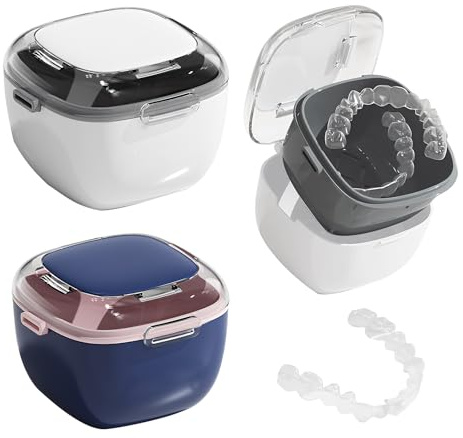 BRITIVIVE Lot de 2 boîtes de rangement pour prothèses dentaires - Pour prothèses dentaires - Pour ranger les prothèses dentaires, tétines, appareils dentaires
