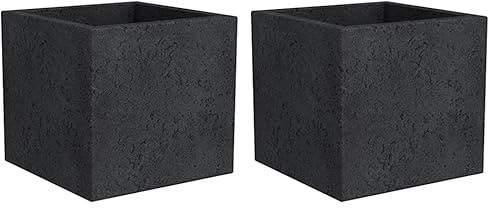 Scheurich C-Cube, fioriera in plastica, grigio pietra, 30 cm di lunghezza, 30 cm di larghezza, 28 cm di altezza, 18 l Vol. (Confezione da 2)