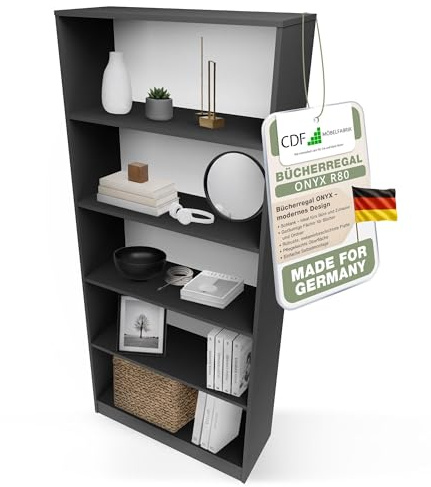 CDF Bibliothèque Ouverte Meuble à Case de Rangement avec Compartiments Colonne pour Bureau Salle à Manger Home Office Salon Livres Dossiers Décoration Chambre Modern Vertical - Anthracite 80 cm