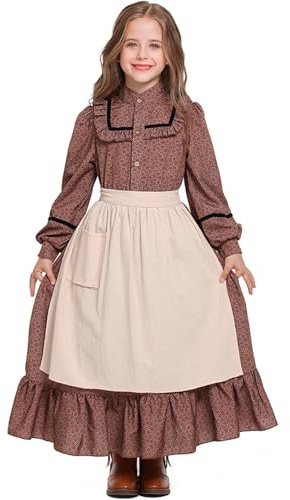 Faldas Largas Para Niñas Vestido Largo Estilo Floral para Niñas Ropa Casual Fiesta Casual Bebé Niña 86, marrón, 10-11 años