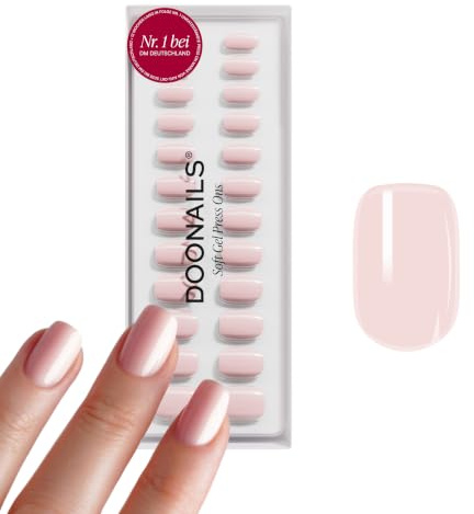 DOONAILS® Soft Gel Press On Nails 30er Set Ballerina – Short Square Pink – Nägel zum Aufkleben, Full Cover Fake Nails, 15 Größen 7–14 mm, 16 mm lang