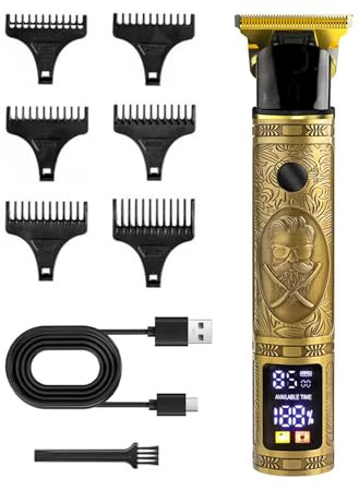 Tondeuse Cheveux Hommes, Tondeuse Barbe Homme T Zéro écart Avec écran LED, Sans Fil Tondeuse Precision Rechargeable, Tondeuse Professionnelle IPX7 Étanche à L'eau pour Famille Barbier et Cadeau Homme