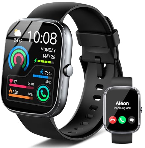 Smartwatch Herren, 1.91HD Smart Watch Damen Schlafmonitor Schrittzähler Herzfrequenz Fitness Tracker, Fitnessuhr Bluetooth Anrufe, 110+Sportmodi Sport Uhr, IP68 Wasserdicht Watch iOS Android Schwarz