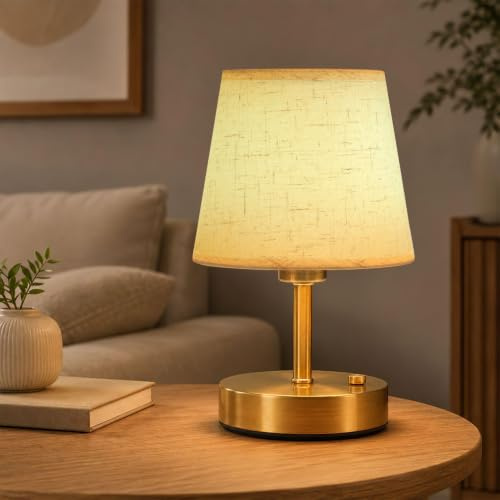 EppieBasic Rechargeable Cordless Table Lamp, Linen Shade, 2700K Dimmable | 4000mAh Long-Lasting Battery, 1.5h Fast Charging, Portable, Bulb Replacement, Wireless, Vintage
