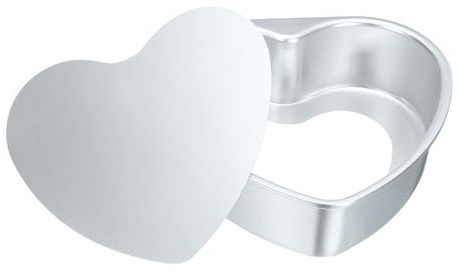 QUARKZMAN Stampo Per Torta A Forma Di Cuore Antiaderente 8x7.5 In Lega Di Alluminio Con Fondo Rimovibile - Per Torte Di Matrimonio Compleanno Natale, Colore Argento