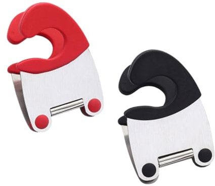 Ipetboom Pinces Repose-cuillère Support Ustensiles la Cuisine Lot de 2 Rouge et Noir en Acier Inoxydable et Plastique Accessoire Cuisine Pratique pour Casseroles