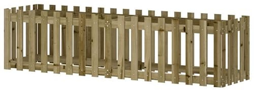 Aiuola rialzata in legno di pino con design staccionato, 200 x 50 x 50 cm, impregnata in autoclave, per la cura del giardino, durevole e resistente alle intemperie, ideale per la coltivazione di