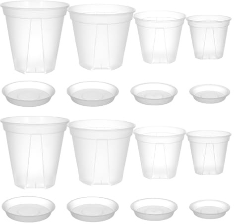 SEWACC Lot de 8 Pots Transparents pour Plantes en Plastique Contrôle des Racines Capacité 015 à 1 Gallon Jardinières Respirantes pour Orchidées Succulentes et Jardin Intérieur ou