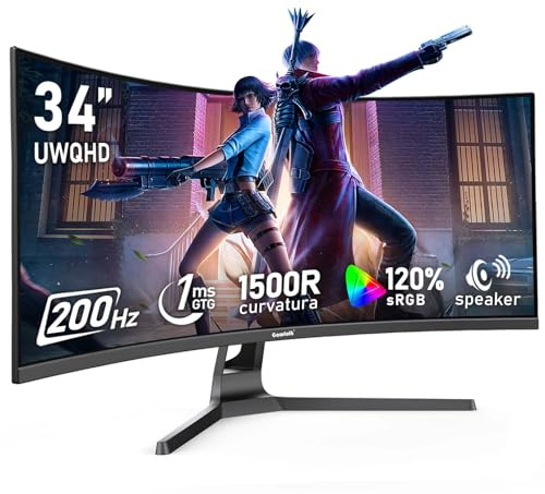 Gawfolk 34 Inch Ultrawide Curved 200Hz Gaming Monitor,UWQHD PC Screen