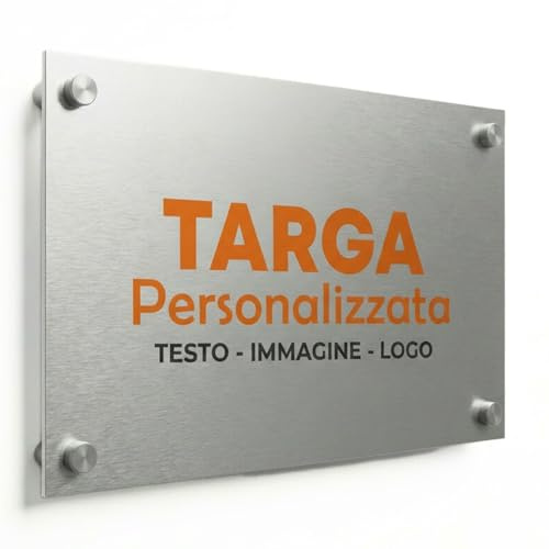 Targa Personalizzata per Case Vacanze, B&B e Studi – in Alluminio con Stampa UV – Biadesivo o Fissaggio a Muro – Resistente per Interno ed Esterno (Argento Satinato, 20x30cm)