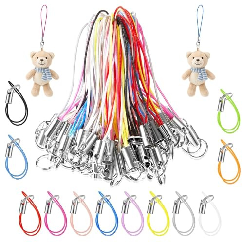 MNYXIS 60 Pezzi Cordino per cellulare, Cinturino per Telefono Cellulare, Colori misti, Portachiavi, Polso, Laccetti, Ciondoli per Cellulare, Adatto per Portachiavi USB