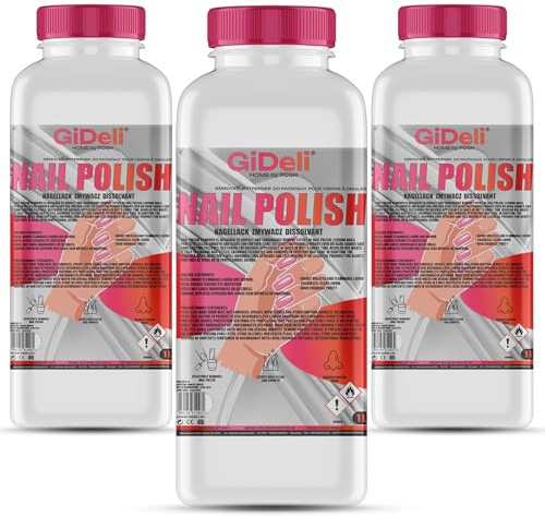 GiDeli Dissolvant pour vernis à ongles 3 x 1 l – Nettoyant professionnel pour ongles Soak-Off Gel et UV – Enlèvement délicat et fiable du vernis à ongles – Pour salon de manucure