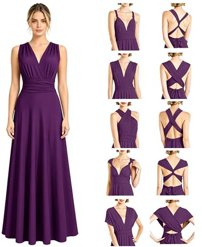 Neteson Robe de Soirée Femme Convertible Robe Demoiselle d'honneur Cocktail | Longue Dos Nu Multi-Way Robe Mariage Invitée Fête de Bal Aniversaire